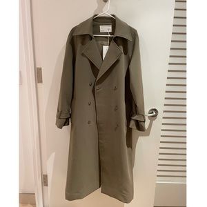 Oak + Fort Oversized Trench Coat in Dusky Green